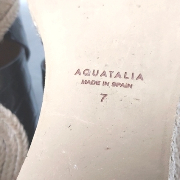 Aquatalia Marina Leather Croc Embossed Crisscross Espadrille Wedges Black Size 7 - Picture 13 of 15